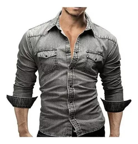 Camisa Vaquera Grande De Manga Larga Para Ropa Casual