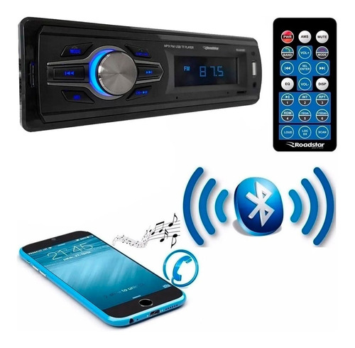 Auto Radio Roadstar 7 Cores Mp3 Player Fm Bluetooth Usb Sd