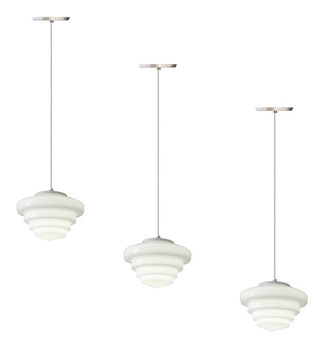 Kit 3 Lustre Pendente Novo Retro Globo Vidro Escada 17x24 Br