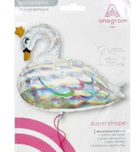 Globo Cisne Blanco Holografico Iris Elegante Met Jumbo Helio