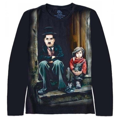 Camiseta Manga Longa S-562 Charles Chaplin Infantil Bebês