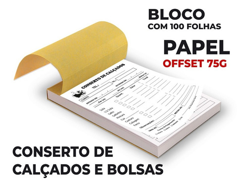 Talão De Conserto De Calçados, Bolsas E Tênis 2 Blocos