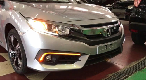 Imagem 5 de 6 de Moldura Farol Milha Com Luz Diurna Drl Led Civic G10 17 A 19