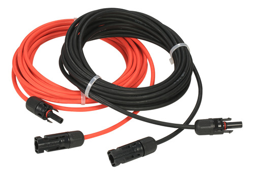 Cable De Extensión. Par Negro, Conector Solar Macho 20, Rojo