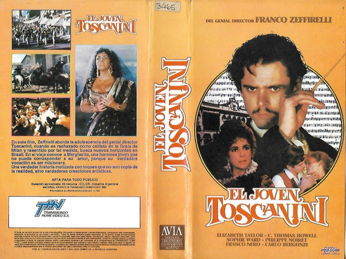 El Joven Toscanini Vhs Elizabeth Taylor C. Thomas Howell