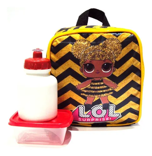 Kit Mochila Boneca Lol Queen Bee 3 Bolsos Rodinhas Tam G Cor