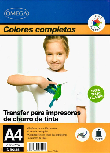 Papel Transfer A4 Omega Telas Claras - Papelería Bonita