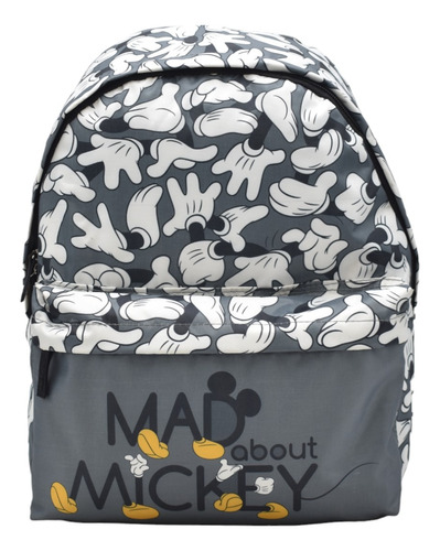 Mochila Mickey Mouse Mad Obout Mickey 119990 Primaria Ruz Color Gris Diseño De La Tela Lisa Estampado