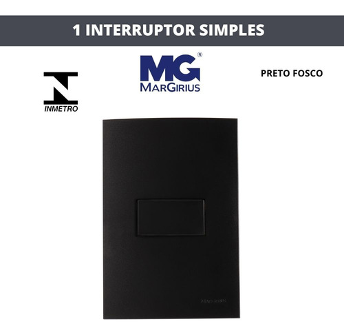 Conj 4x2 1 Tecla Simples Clean Ebony Preto Fosco Margirius