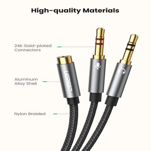 Cable Micrófono Audio Ugreen 3.5mm Con 2 Conectores