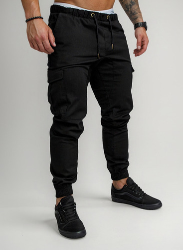 Pantalones Algodón Elástica Hombre Cargo Múltiples Bolsillos