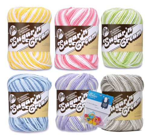 Paquete De 6 Unidades De Yarn Lily Sugar'n Cream, 100% Algod