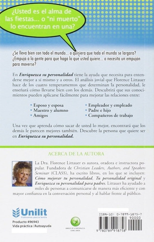 Enriquezca Su Personalidad, De Littauer, Florence. Editorial Unilit, Tapa Blanda En Español, 2021