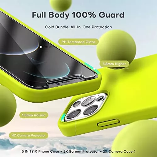  TOCOL Funda 5 en 1 para iPhone 12, para iPhone 12 Pro, con 2  protectores de pantalla + 2 protectores de lente de cámara, funda de  silicona a prueba de golpes [