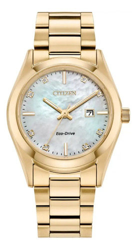 Reloj Citizen Sport Luxury Ew2702-59d Para Dama Color De La Correa Dorado Color Del Bisel Dorado Color Del Fondo Madre Perla