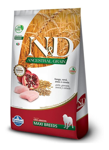 Ração N&d Ancestral Grain Cães Adultos Maxi Frango 10,1kg