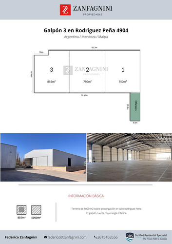Nave Industrial, 750 M2, En Rodriguez Peña. Alquiler