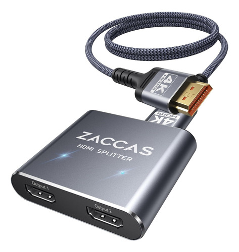 Zaccas Hdmi Splitter 1 En 2 Out, 4k Hdmi Pantall Duplicate/m