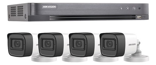 Kit Video Vigilancia 4 Camaras Bala 5mpx con microfono lente 2.8mm Dvr De 4 Canales