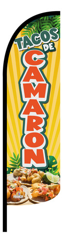 Funda Para Bandera Publicitaria Tacos De Camaron (4x1) Tacos De Camaron Amarila