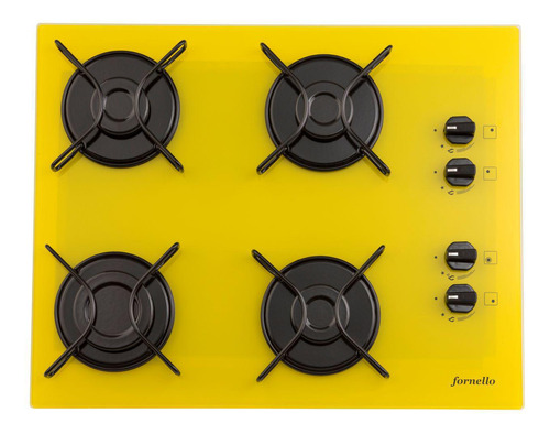 Fogão Cooktop Fornello 4 Bocas Amarelo Automático