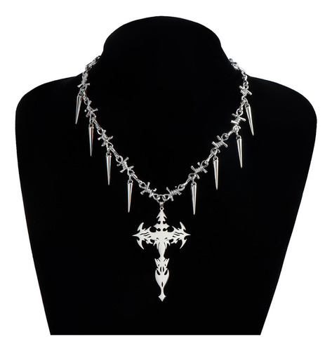 Collar Con Forma De Cruz Y2k Estilo Punk Con Remaches Metáli