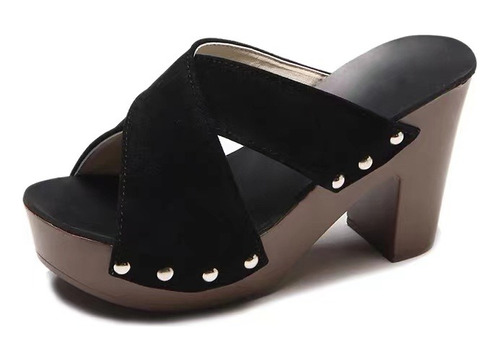 Sandalias Zapatillas Tacón Alto Diamantes Para Dama Premium
