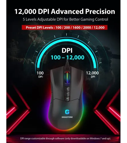 Ratón Gaming Gigastone Gm-x041 Rgb 12000 Dpi 8 Botones