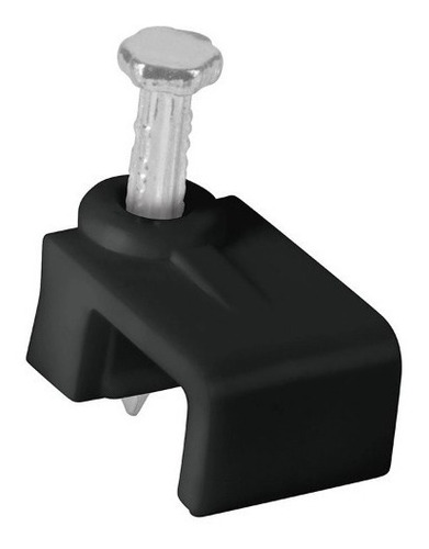 Imagen 1 de 3 de Grapa Cable Plano 5 X 8.5 Negra Bolsa 20 Pz Foset 48034