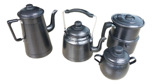 Conjunto Café Extang Preto Craqueado 4 Peças