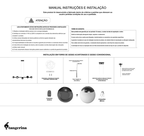 Pendente Lustre Jabuticaba 5 Globos Especial 1,5m Fio Bivolt