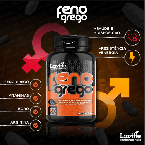 Kit 2 Feno Grego Com Saponinas + Arginina + Boro + B12 Testo