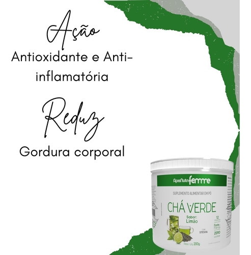 Chá Verde Pó Solúvel Instantâneo Sabor Limão 200g Apisnutri