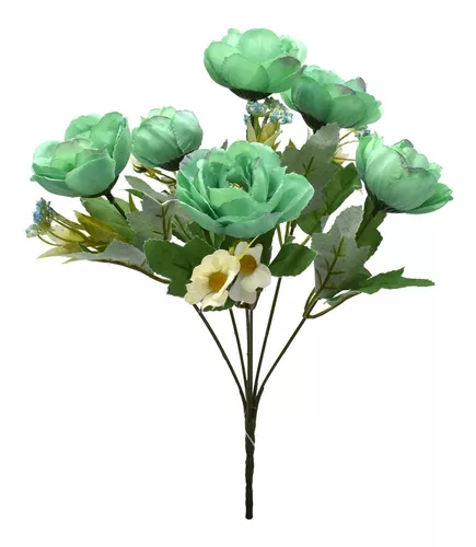 Ramo Peonias Flores Artificiales Decoración Pack 3 Pz