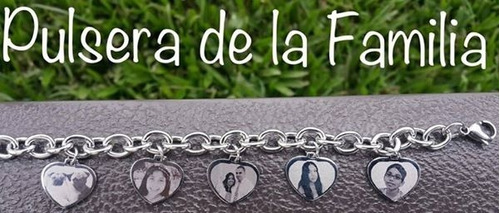 Pulsera De La Familia De 2 Dijes Fotograbados