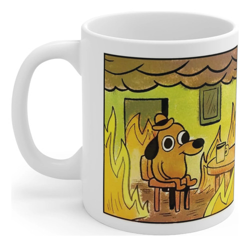 Taza Calmante Meme  This Is Fine  Perro Relajado