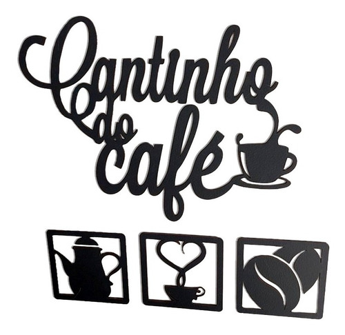 Kit Cantinho Do Café 4 Peças 30cm Decoração Cozinha Mdf 3mm