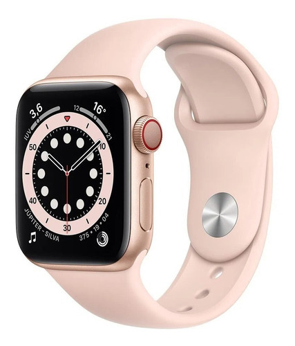 Apple Watch  Series 6 (GPS+Cellular) - Caixa de alumínio dourado de 40 mm - Pulseira esportiva rosa-areia