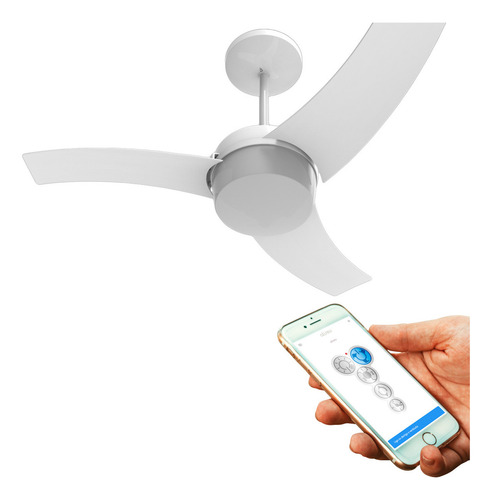 Ventilador de techo Aliseu Wave Plus, potente marco de control remoto con aplicación, color blanco, 220 V