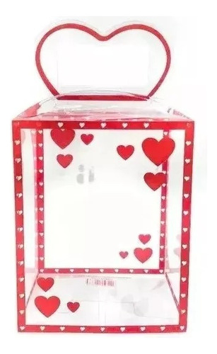 Pack De Caja 12 Plegable Transparente Corazones Regalo 14x11