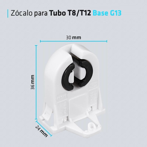 Imagen 4 de 10 de Zocalo Ceramico G13 Tubo T8 Led Tubo Fluorescente 220v Blanco
