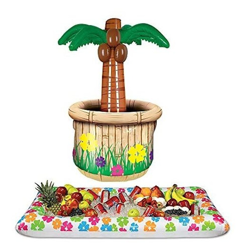 Enfriador Inflable De Palmera Luau  Et Cooler Paquete D...