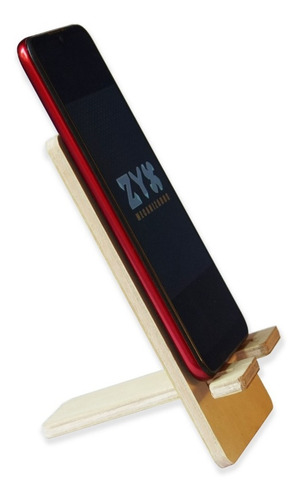 Imagen 2 de 3 de Soporte Porta-celular iPhone De Madera Para Home-office