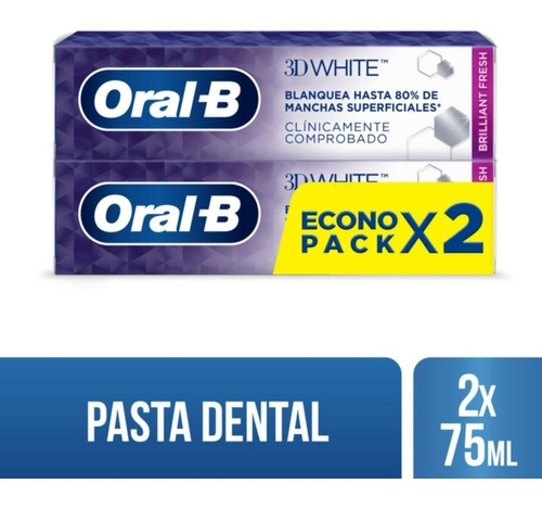 Pasta Dientes Oral-b 3d White Brilliant Fresh  75 Ml 2 Uni