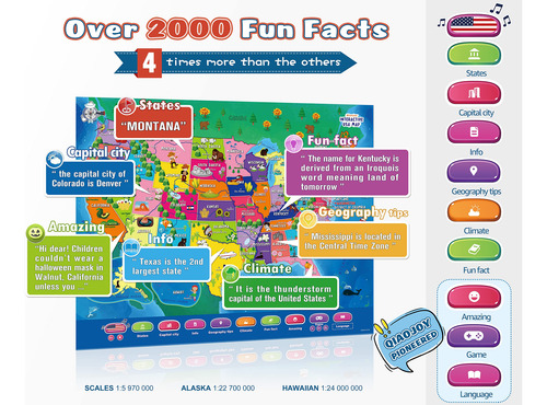 Mapa Bilingüe Interactivo Qiaojoy Para Niños Mapa De Ee.