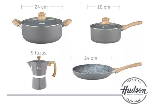 Cafetera Aluminio Hudson Gris Estilo Italiana 9 Tazas