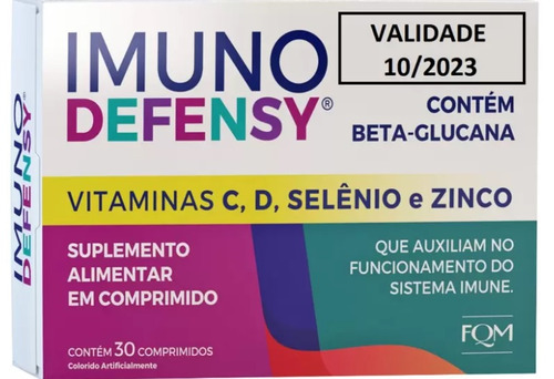 Imuno Defensy Vitaminas C, D, Selenio E Zinco 30 Comprimidos Validade 10/2023