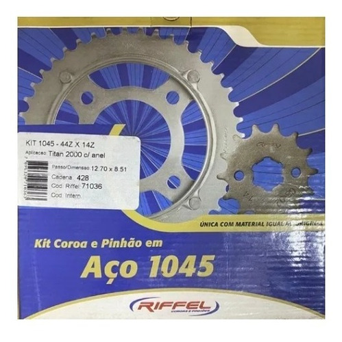 Imagem 1 de 3 de Kit Coroa E Pinhão Riffel Honda Titan 125 2000 A 2008 - Liq.