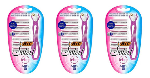 Aparelho De Depilação Bic Soleil Clic C/ 6 Cargas: Kit C/ 3