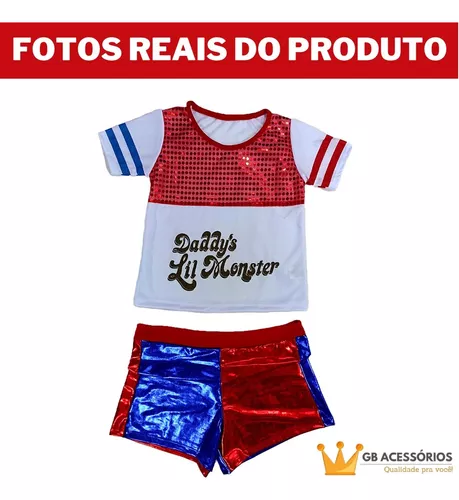 Fantasia Roupa Alerquina Infantil Arlequina Harley Quinn Esquadrão